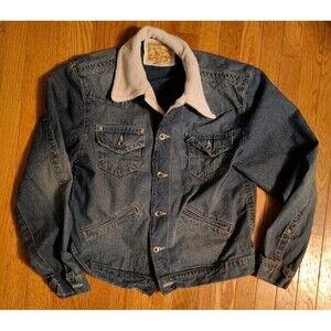 Original Get Lucky Jean Denim Button Down Jacket Womens XL Blue Missing Button